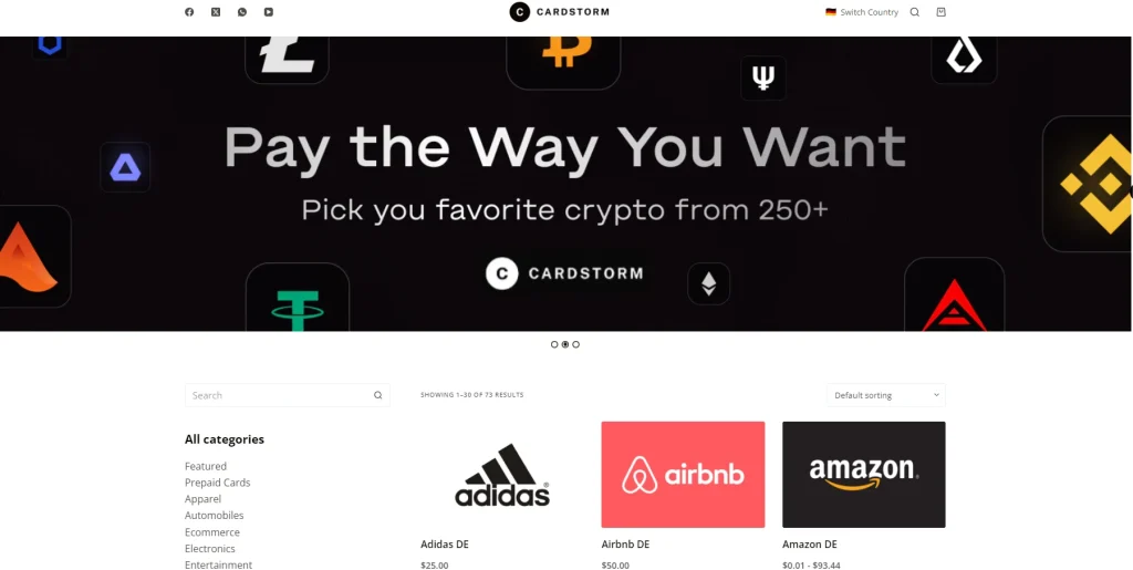 Gift Card Purchases with Cardstorm.io